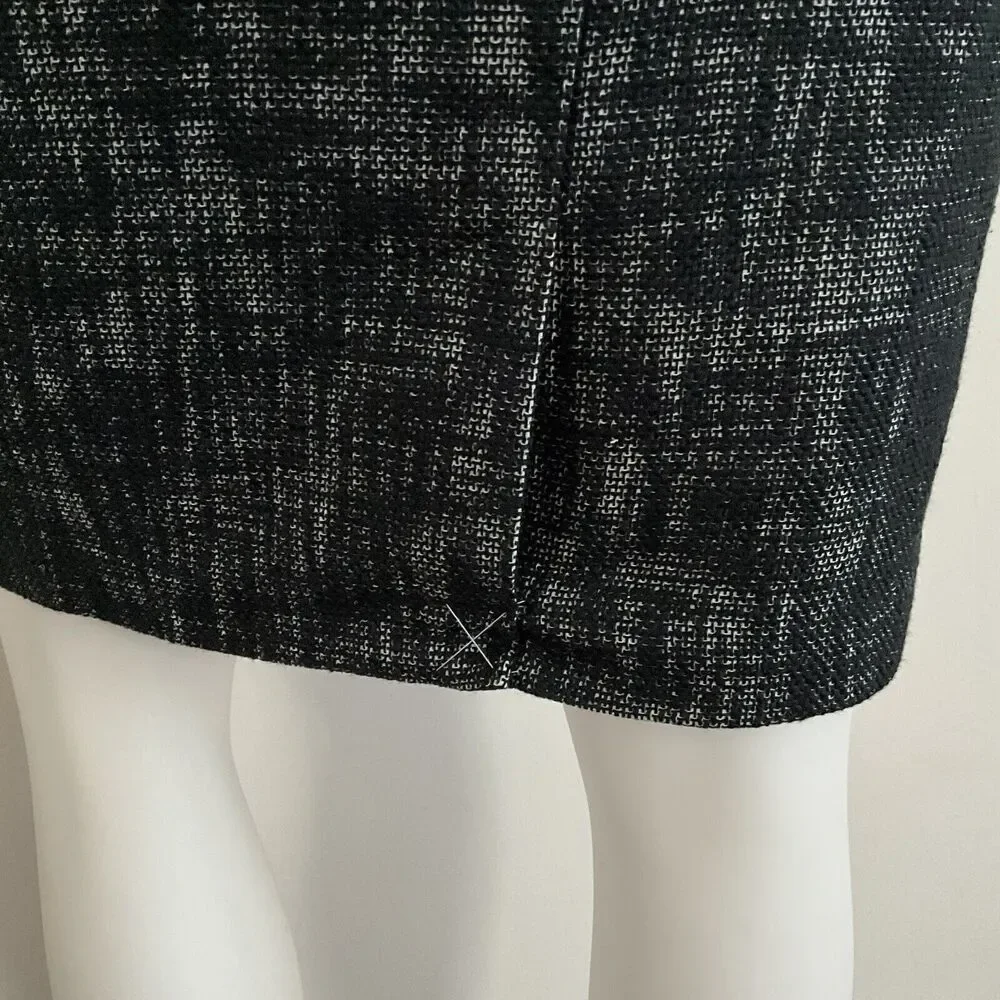 Tweed Linen Blend Talbots Skirt Black Belted Carer Workwear 12